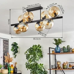 Gastor Plafonnier, Boule lumineuse Ambre, 8 lumières