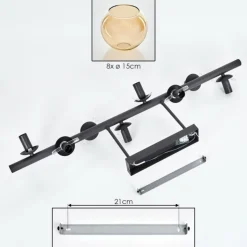 Gastor Plafonnier, Boule lumineuse Ambre, 8 lumières