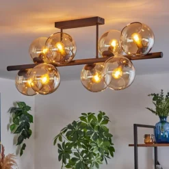 Gastor Plafonnier, Boule lumineuse Ambre, 8 lumières