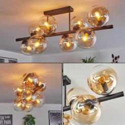 Gastor Plafonnier, Boule lumineuse Ambre, Clair, 8 lumières
