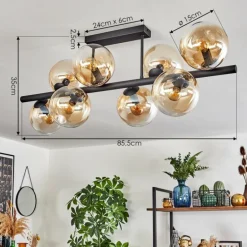 Gastor Plafonnier, Boule lumineuse Ambre, Clair, 8 lumières