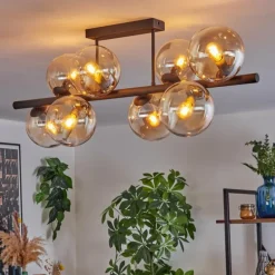 Gastor Plafonnier, Boule lumineuse Ambre, Clair, 8 lumières