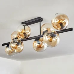 Gastor Plafonnier, Boule lumineuse Ambre, Clair, 8 lumières