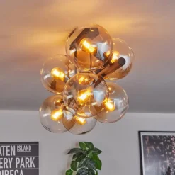 Gastor Plafonnier, Boule lumineuse Ambre, Clair, 8 lumières