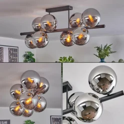 Gastor Plafonnier, Boule lumineuse Chrome, Fumé, 8 lumières