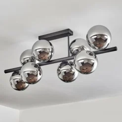 Gastor Plafonnier, Boule lumineuse Chrome, Fumé, 8 lumières