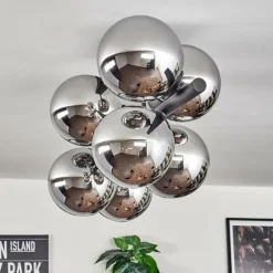 Gastor Plafonnier, Boule lumineuse Chrome, Fumé, 8 lumières
