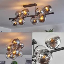 Gastor Plafonnier, Boule lumineuse Chrome, Clair, Fumé, 8 lumières