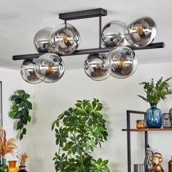 Gastor Plafonnier, Boule lumineuse Chrome, Clair, Fumé, 8 lumières