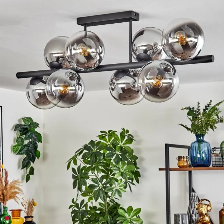 Gastor Plafonnier, Boule lumineuse Chrome, Clair, Fumé, 8 lumières