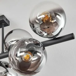 Gastor Plafonnier, Boule lumineuse Chrome, Clair, Fumé, 8 lumières