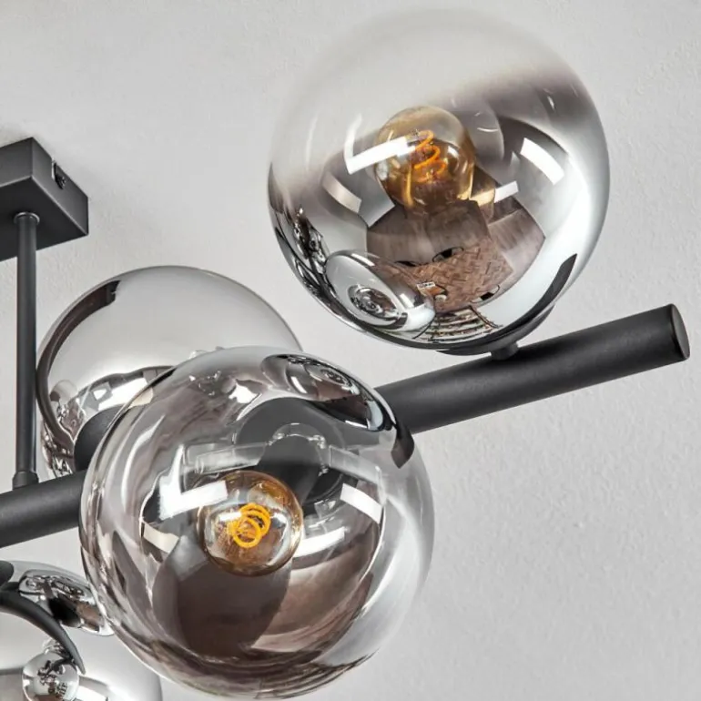 Gastor Plafonnier, Boule lumineuse Chrome, Clair, Fumé, 8 lumières