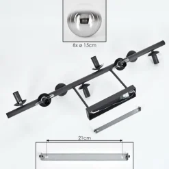 Gastor Plafonnier, Boule lumineuse Chrome, Clair, Fumé, 8 lumières