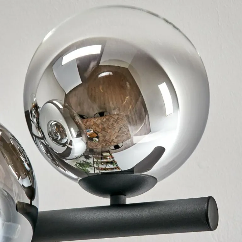 Gastor Plafonnier, Boule lumineuse Chrome, Clair, Fumé, 8 lumières