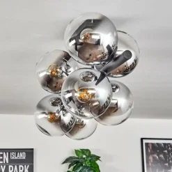 Gastor Plafonnier, Boule lumineuse Chrome, Clair, Fumé, 8 lumières