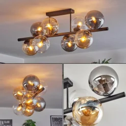 Gastor Plafonnier, Boule lumineuse Ambre, Clair, Fumé, 8 lumières
