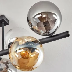 Gastor Plafonnier, Boule lumineuse Ambre, Clair, Fumé, 8 lumières