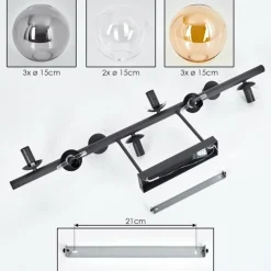 Gastor Plafonnier, Boule lumineuse Ambre, Clair, Fumé, 8 lumières