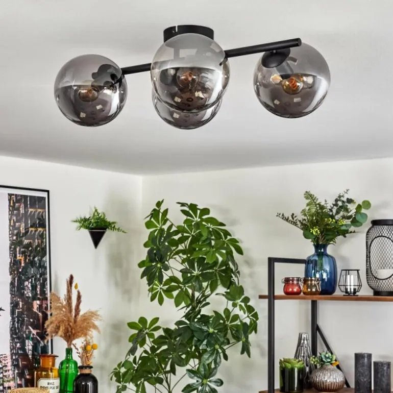Gastor Plafonnier, Boule lumineuse Chrome, Fumé, 4 lumières