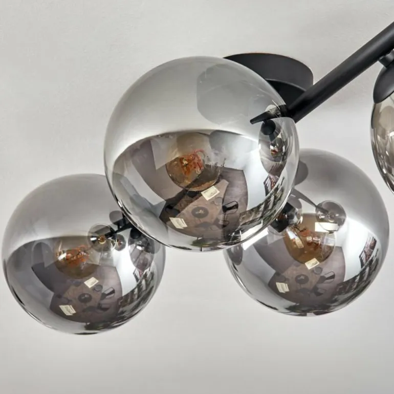 Gastor Plafonnier, Boule lumineuse Chrome, Fumé, 4 lumières