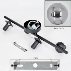 Gastor Plafonnier, Boule lumineuse Chrome, Fumé, 4 lumières