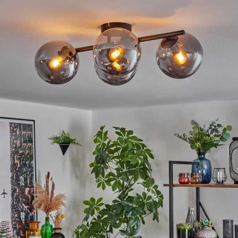 Gastor Plafonnier, Boule lumineuse Chrome, Fumé, 4 lumières