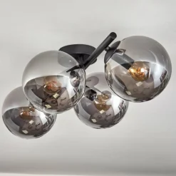 Gastor Plafonnier, Boule lumineuse Chrome, Fumé, 4 lumières
