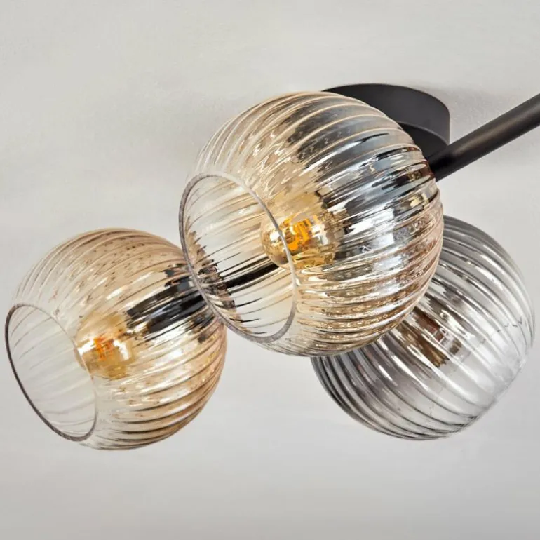 Gastor Plafonnier, Boule lumineuse Ambre, Clair, Fumé, 4 lumières