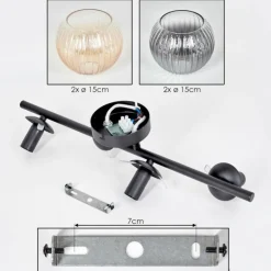 Gastor Plafonnier, Boule lumineuse Ambre, Clair, Fumé, 4 lumières