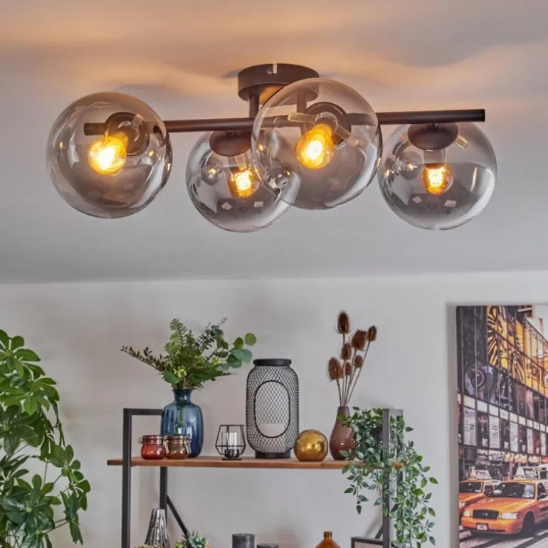 Gastor Plafonnier, Boule lumineuse Clair, Fumé, 4 lumières
