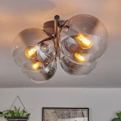 Gastor Plafonnier, Boule lumineuse Clair, Fumé, 4 lumières