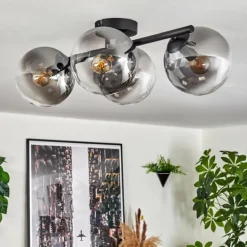 Gastor Plafonnier, Boule lumineuse Clair, Fumé, 4 lumières