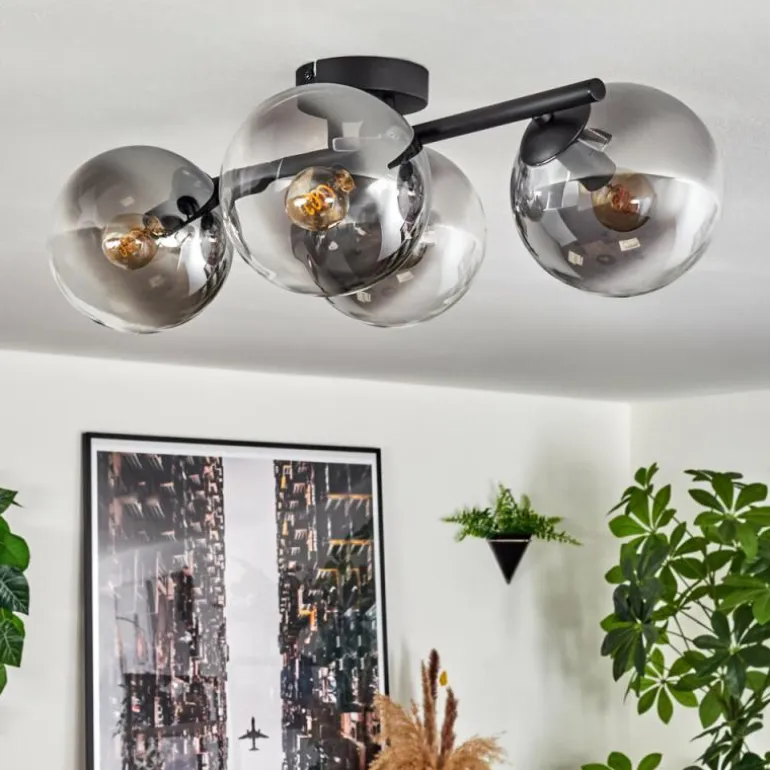 Gastor Plafonnier, Boule lumineuse Clair, Fumé, 4 lumières