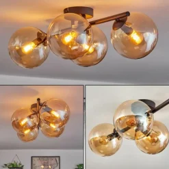 Gastor Plafonnier, Boule lumineuse Ambre, 4 lumières