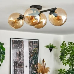 Gastor Plafonnier, Boule lumineuse Ambre, 4 lumières