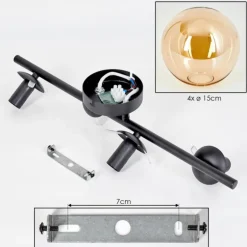 Gastor Plafonnier, Boule lumineuse Ambre, 4 lumières