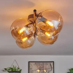 Gastor Plafonnier, Boule lumineuse Ambre, 4 lumières