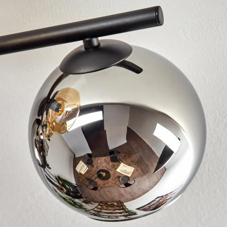 Gastor Plafonnier, Boule lumineuse Ambre, Chrome, Fumé, 5 lumières