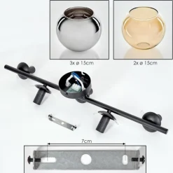 Gastor Plafonnier, Boule lumineuse Ambre, Chrome, Fumé, 5 lumières
