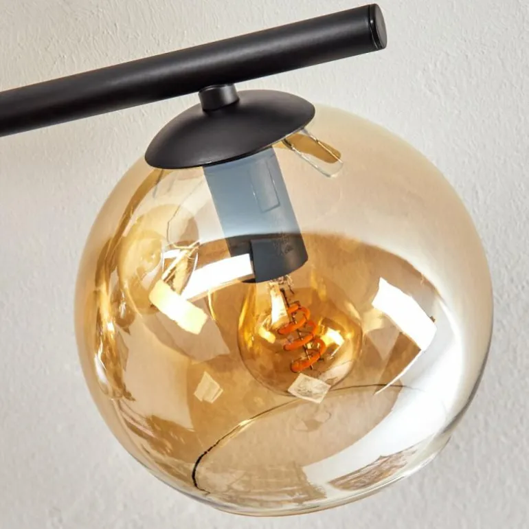 Gastor Plafonnier, Boule lumineuse Ambre, Chrome, Fumé, 5 lumières