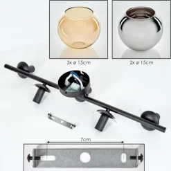 Gastor Plafonnier, Boule lumineuse Ambre, Chrome, Fumé, 5 lumières