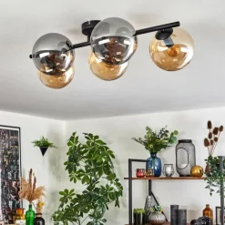 Gastor Plafonnier, Boule lumineuse Ambre, Fumé, 5 lumières