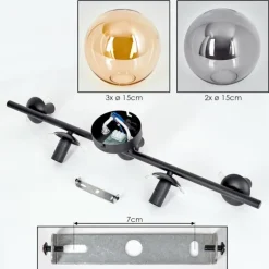 Gastor Plafonnier, Boule lumineuse Ambre, Fumé, 5 lumières