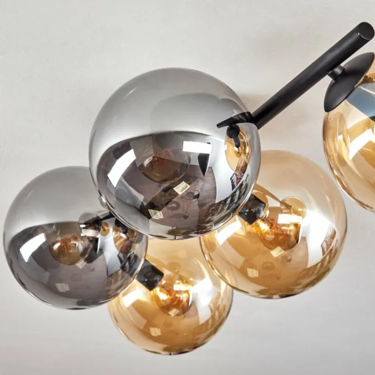 Gastor Plafonnier, Boule lumineuse Ambre, Fumé, 5 lumières