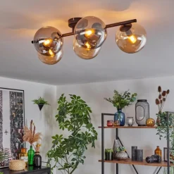 Gastor Plafonnier, Boule lumineuse Ambre, Fumé, 5 lumières
