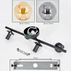 Gastor Plafonnier, Boule lumineuse Ambre, Fumé, 4 lumières