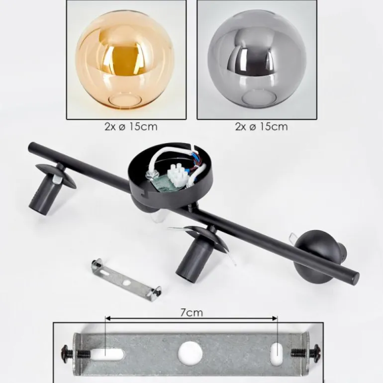 Gastor Plafonnier, Boule lumineuse Ambre, Fumé, 4 lumières