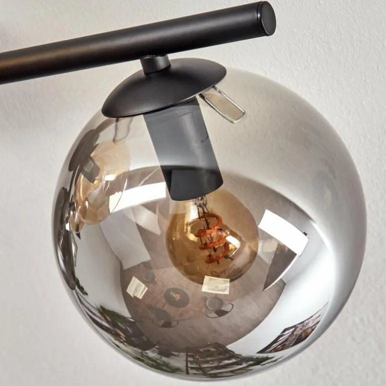 Gastor Plafonnier, Boule lumineuse Ambre, Fumé, 4 lumières