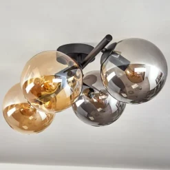Gastor Plafonnier, Boule lumineuse Ambre, Fumé, 4 lumières