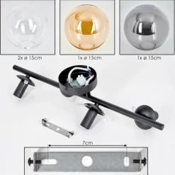 Gastor Plafonnier, Boule lumineuse Ambre, Clair, Fumé, 4 lumières